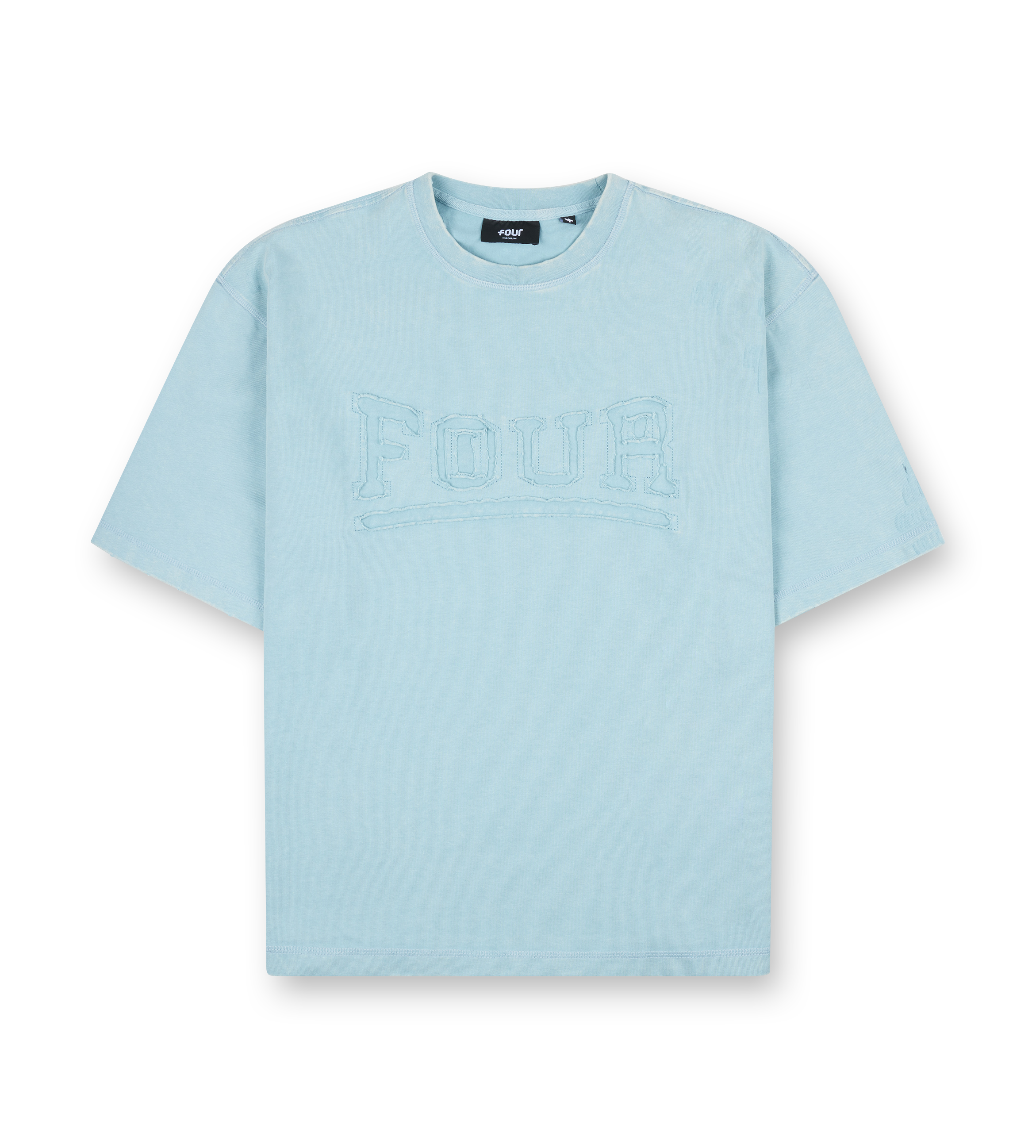 Destroyed Boxy T-Shirt Washed Aqua Gray