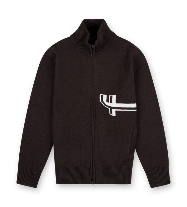 Knitted Zip Up Brown