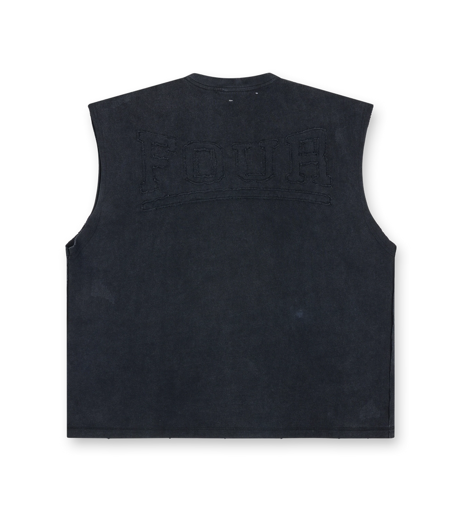 Destroyed Vest Washed Black