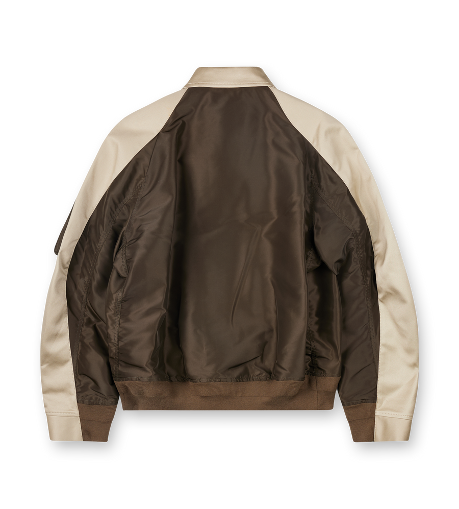 Sacai Cotton Chino x Nylon Twill Blouson in Beige / Dark Khaki