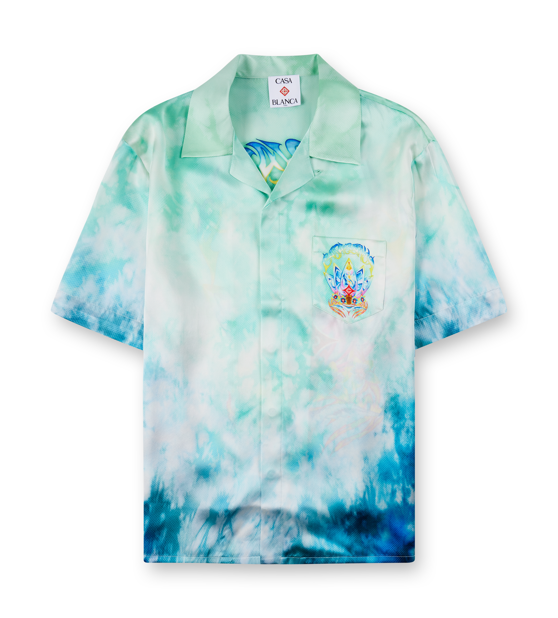 Casablanca Surf Lotus Silk Shirt in Blue