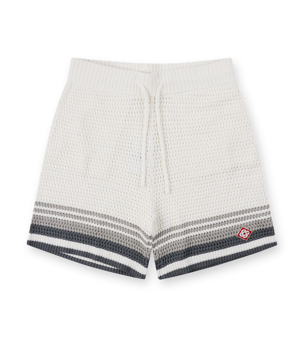 Casablanca Tennis Crochet Shorts in White/Grey