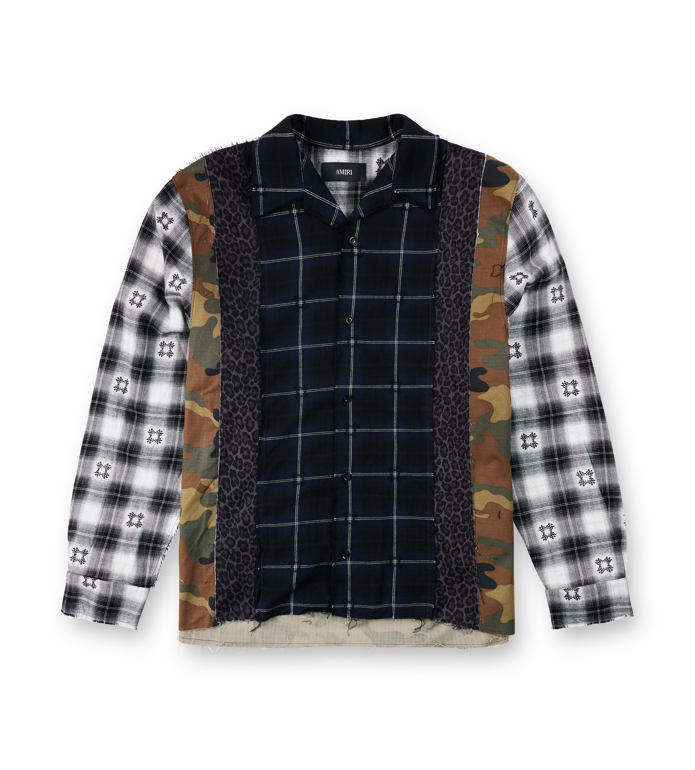 Amiri Spliced MA Quad Flannel in Midnight Blue