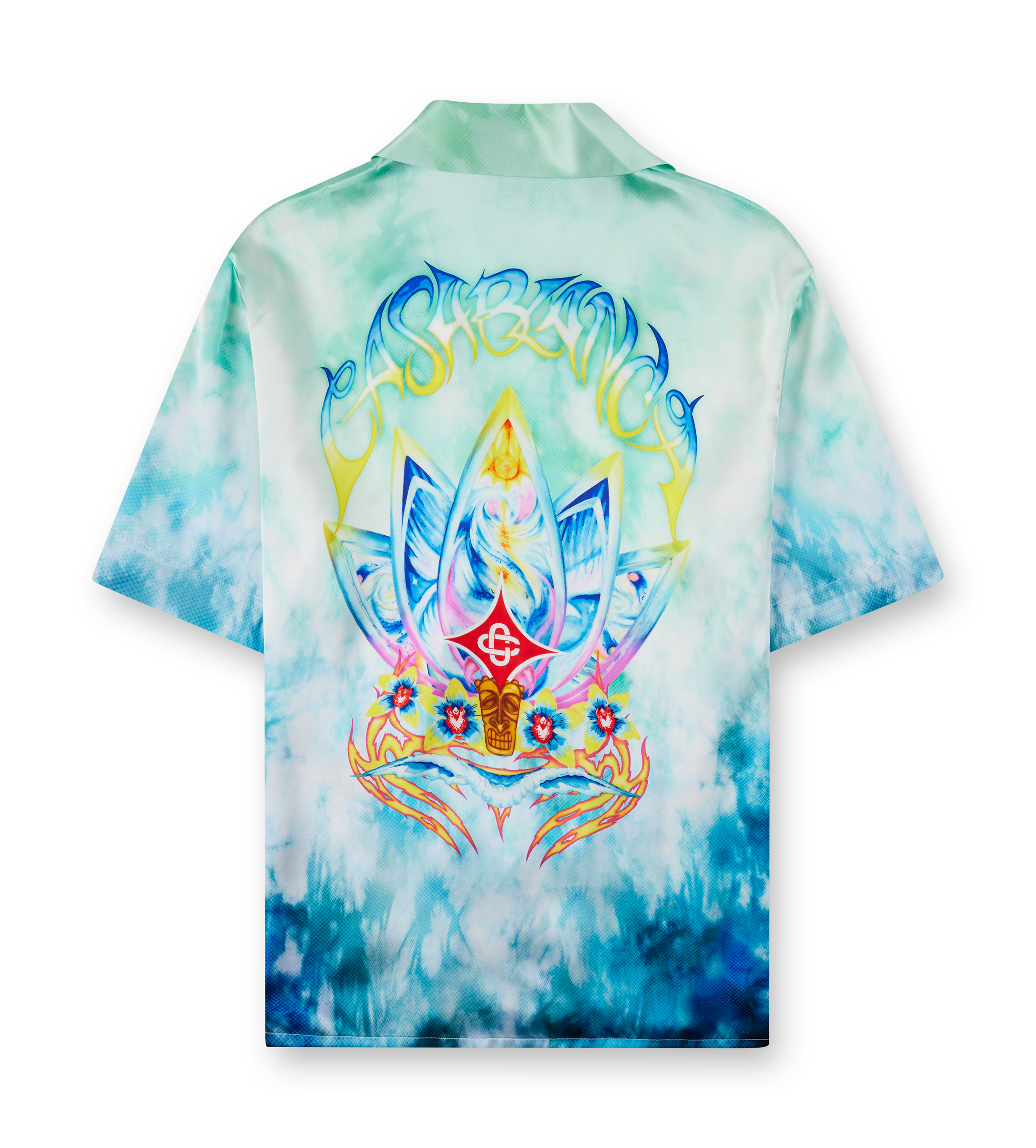 Casablanca Surf Lotus Silk Shirt in Blue
