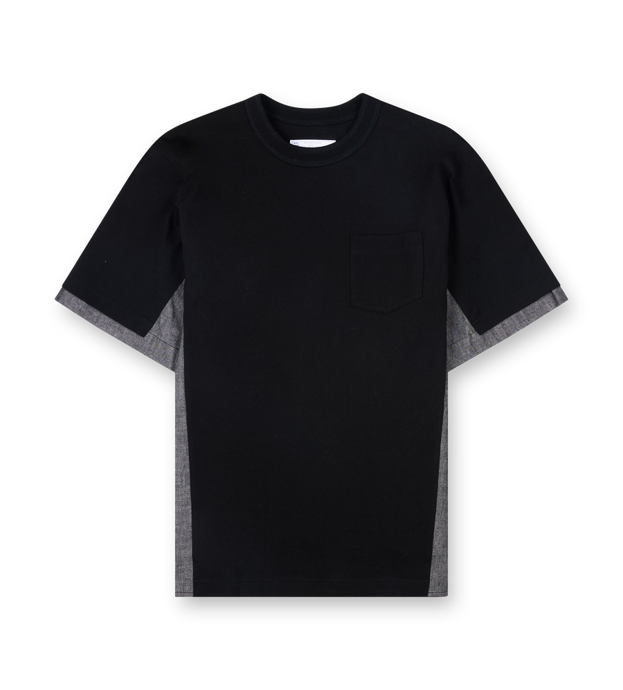 Sacai Lightweight Denim and Cotton Jersey T-Shirt in Black