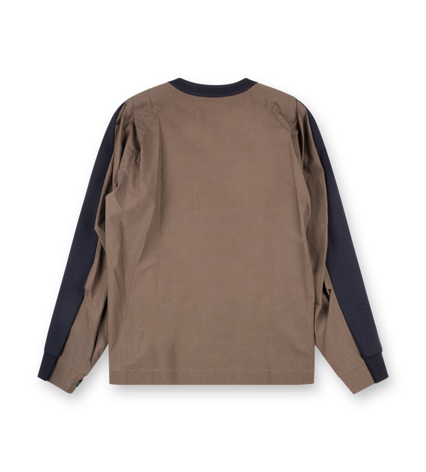 Sacai Panelled Long Sleeve T-Shirt in Black / Brown