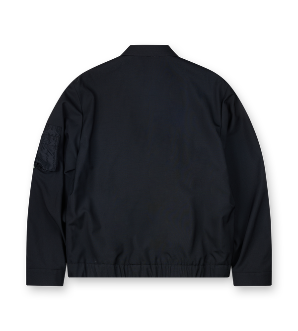 Sacai Suiting & Nylon Twill Bomber Jacket in Black