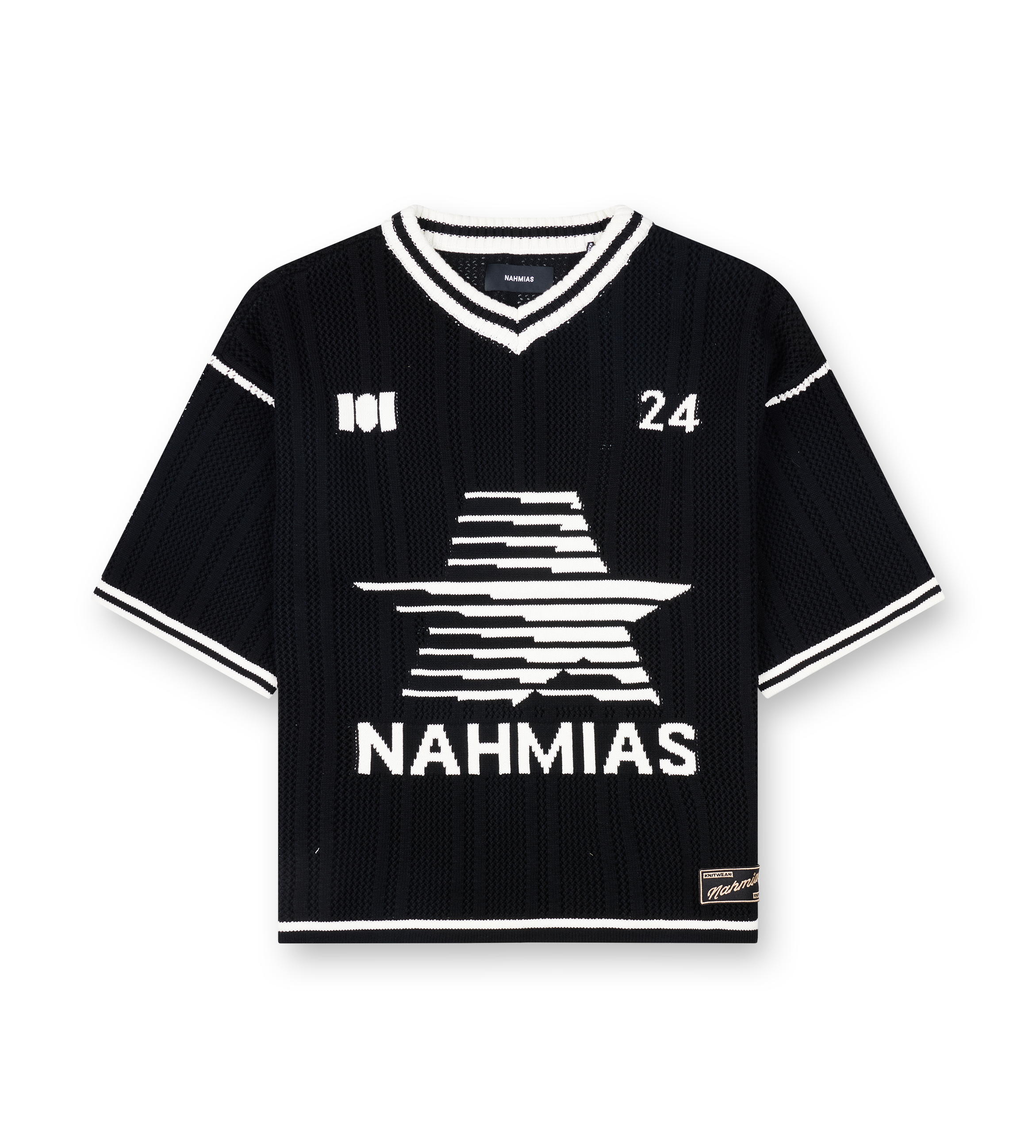Nahmias Knit Star Football Shirt in Black