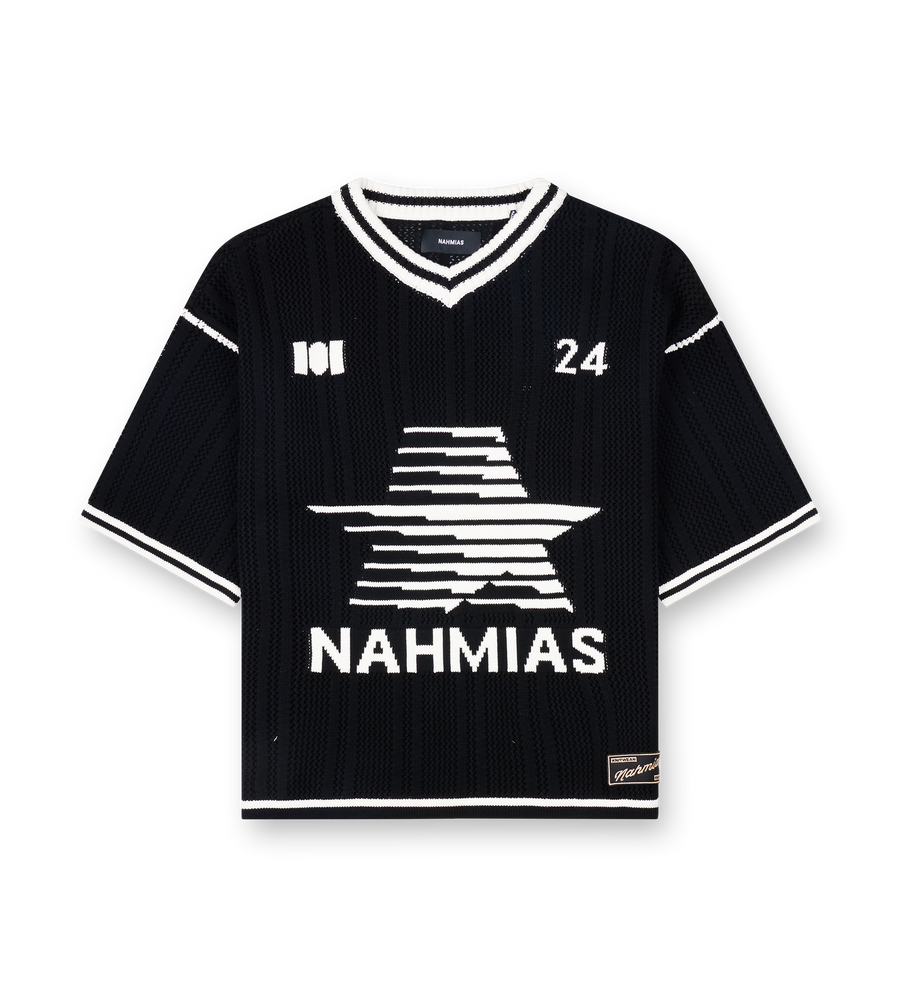 Nahmias Knit Star Football Shirt in Black