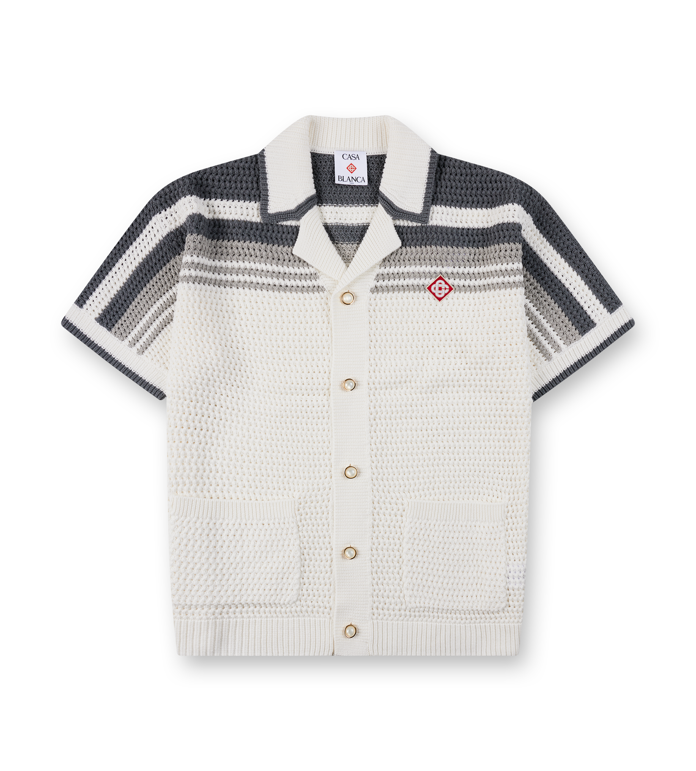 Casablanca Tennis Crochet Shirt in White/Grey