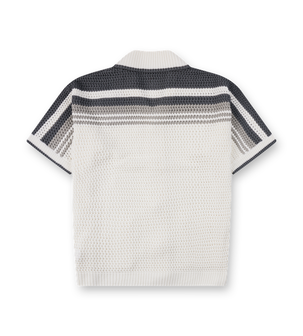 Casablanca Tennis Crochet Shirt in White/Grey