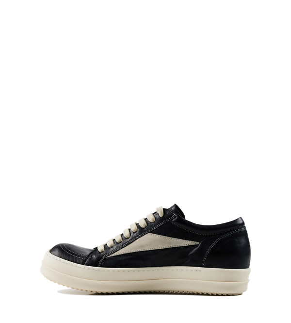 Rick Owens Temple Vintage Sneaks in Black/Milk/Milk