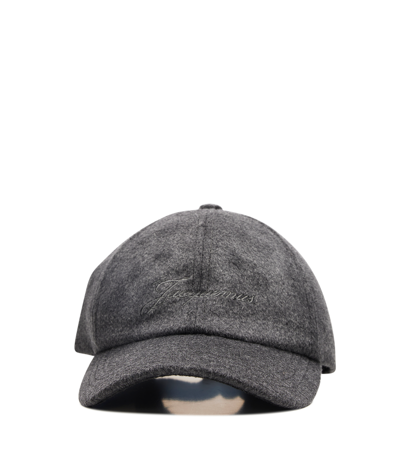 Jacquemus Logo Embroidery Baseball Cap in Dark Grey