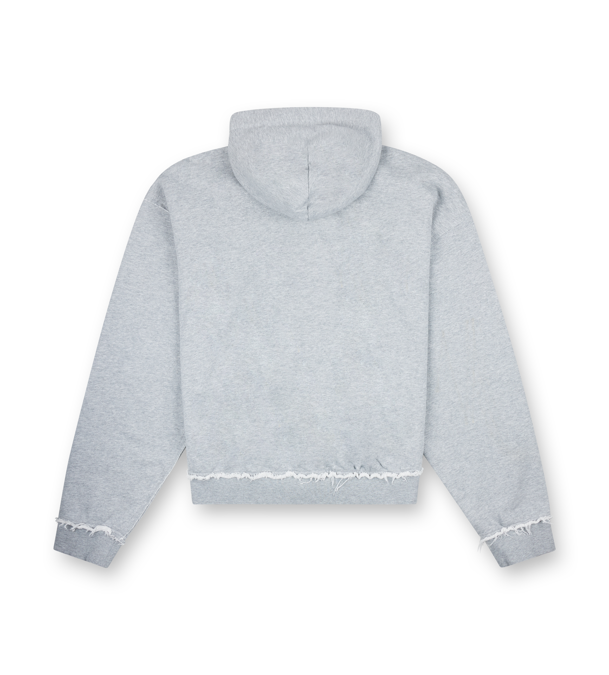 Raw Edge Zip Up Hoodie Grey Melange