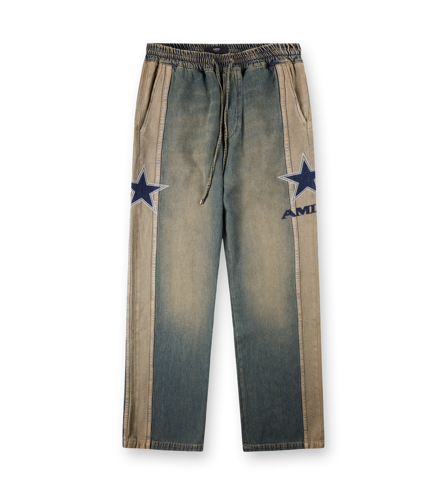 Amiri Sport Denim Track Pant in Worn Slate