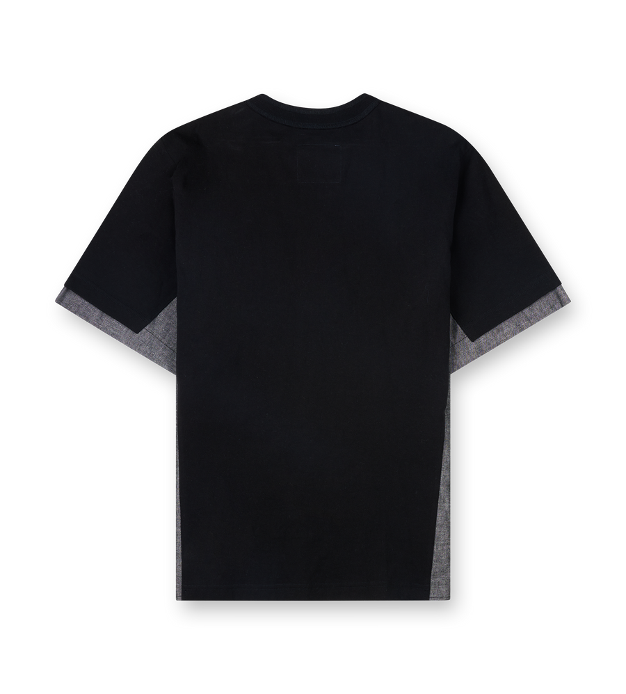 Sacai Lightweight Denim and Cotton Jersey T-Shirt in Black