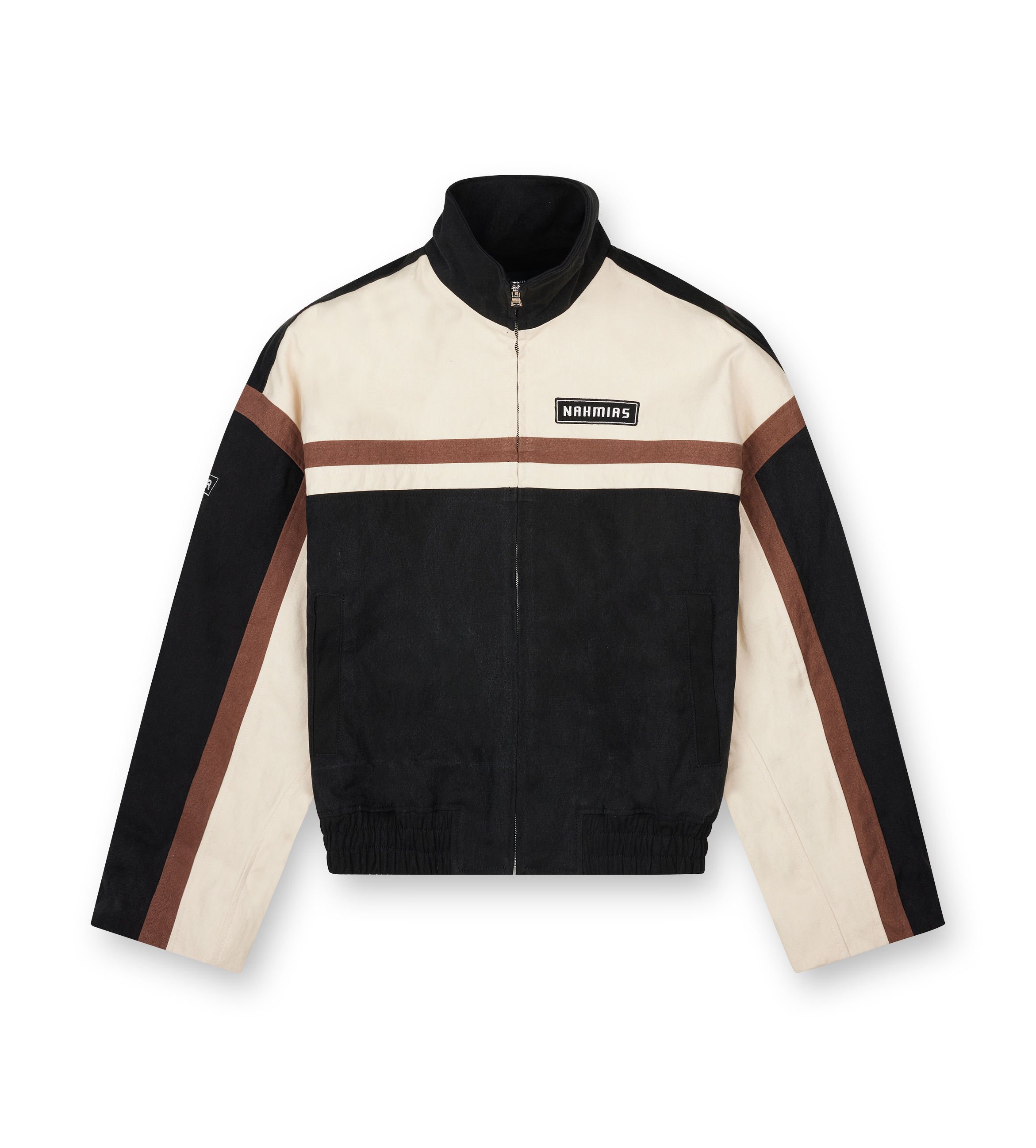 Nahmias Canvas Moto Bomber Jacket in Black/Brown