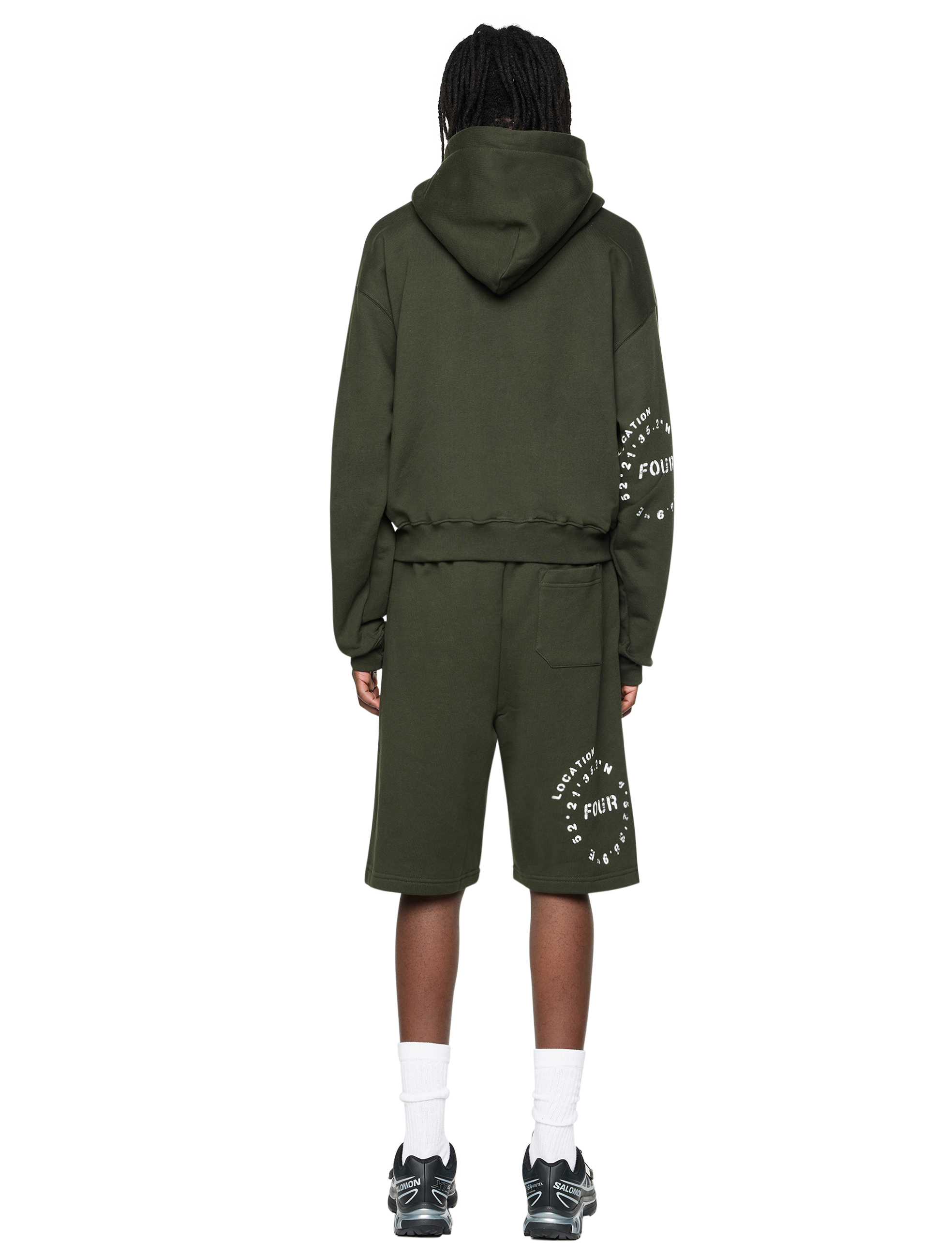 Grunge Zip Up Hoodie Army Green