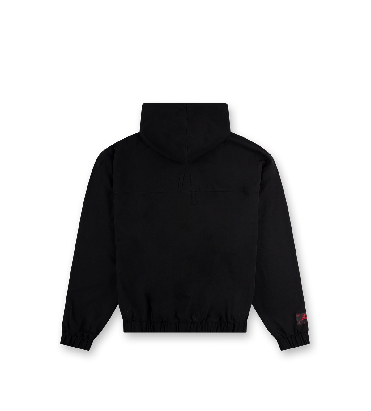 Script Bonded Woven Zip up Hoodie Zwart