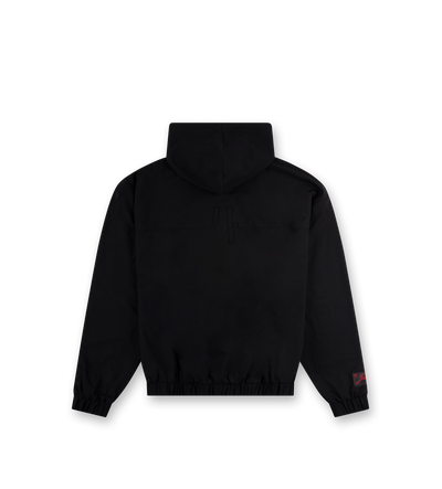 Script Bonded Woven Zip up Hoodie Zwart