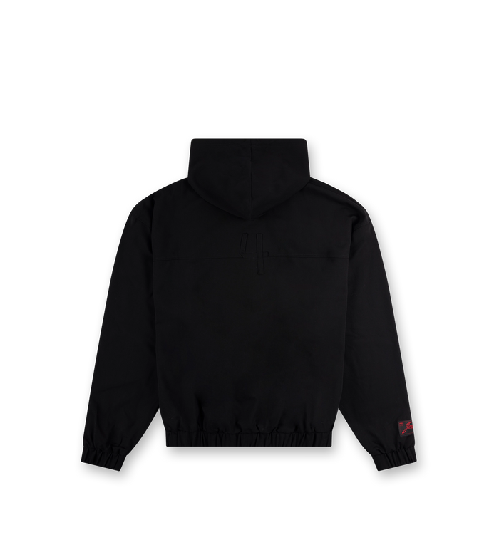 Script Bonded Woven Zip up Hoodie Zwart
