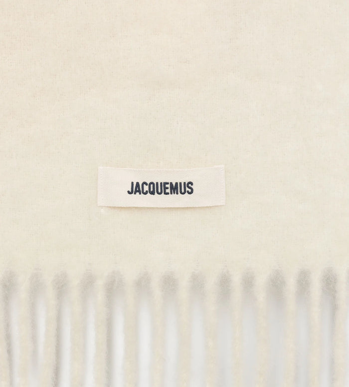 Fringed Logo Scarf Ivory
