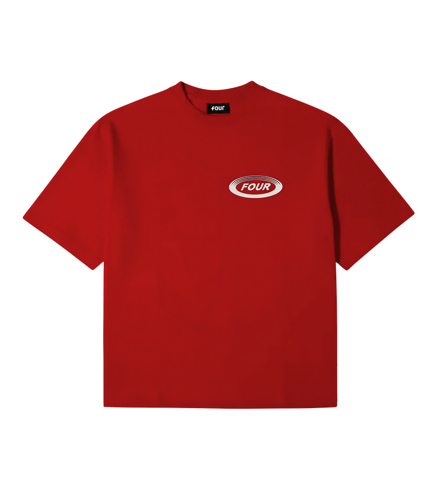 Reconstructed Circles Boxy T-shirt Savy Red