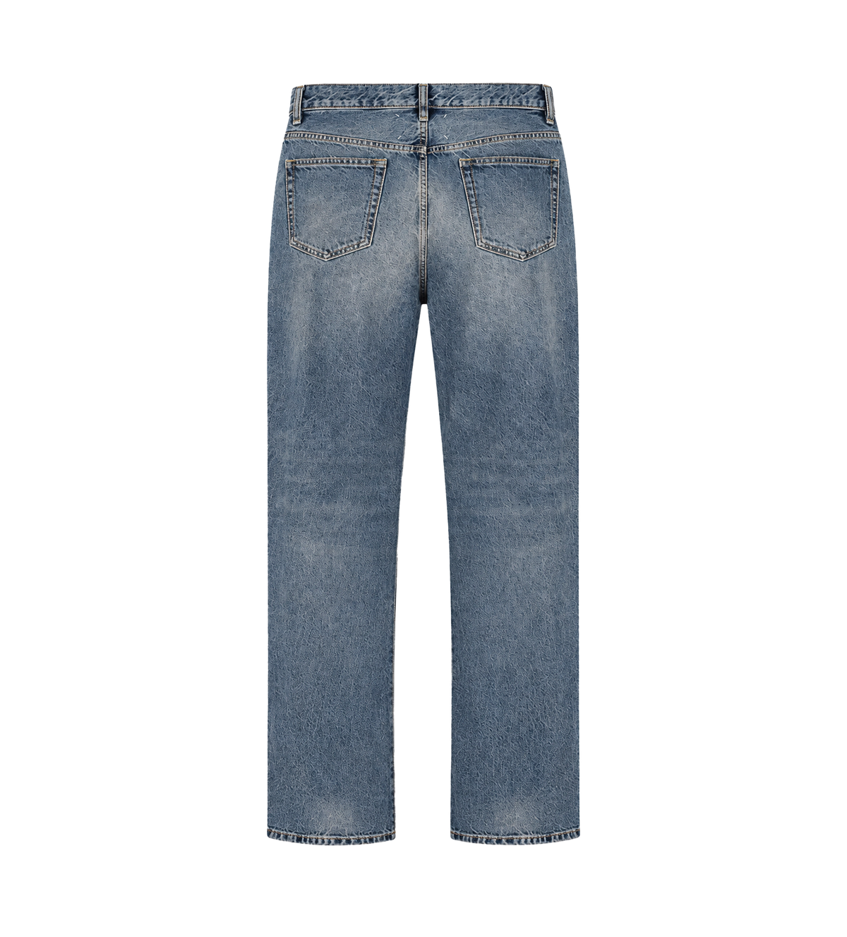 Blue Distressed Straight-Leg Jeans