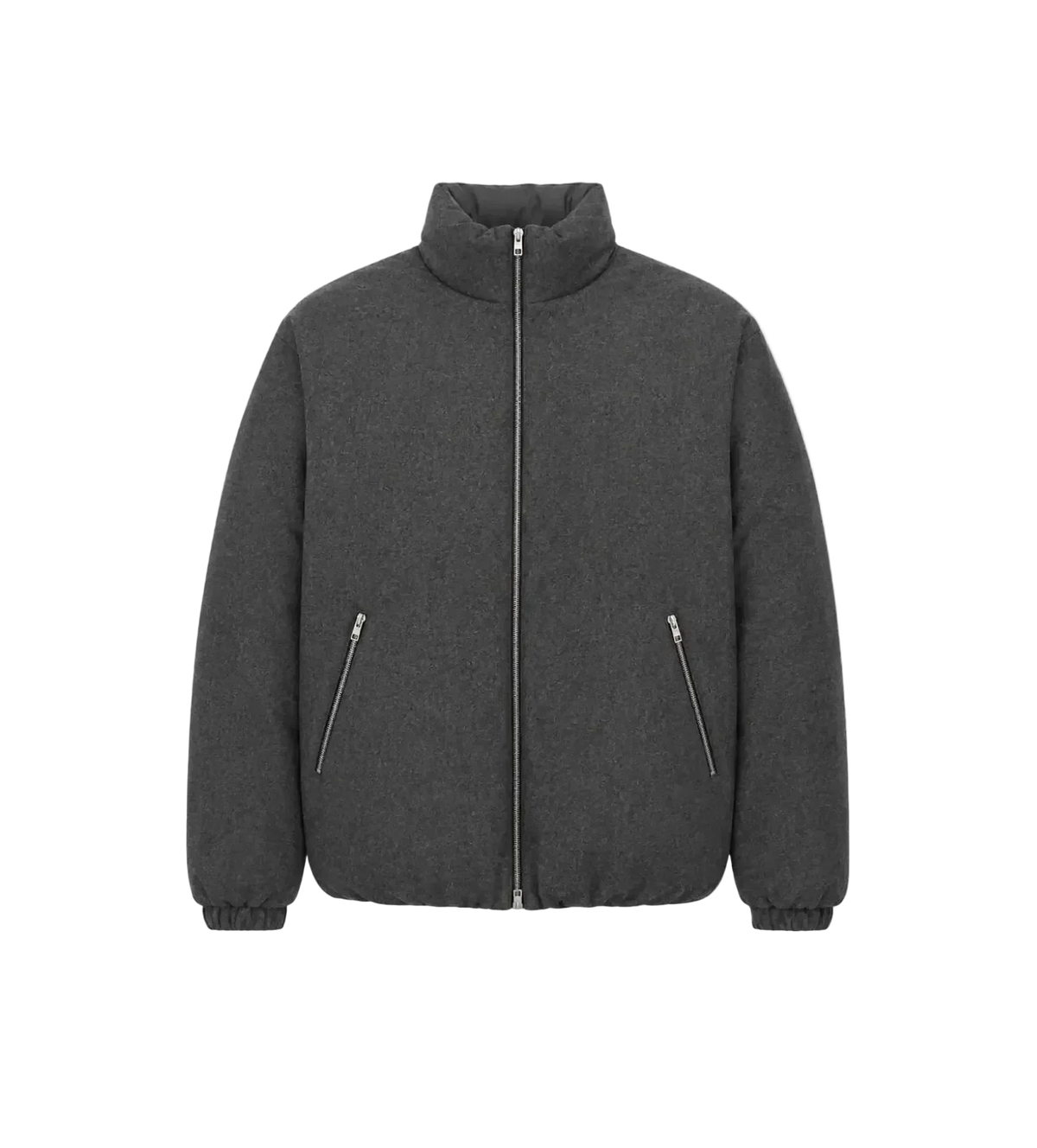 Zip-Up Down Jacket Grey