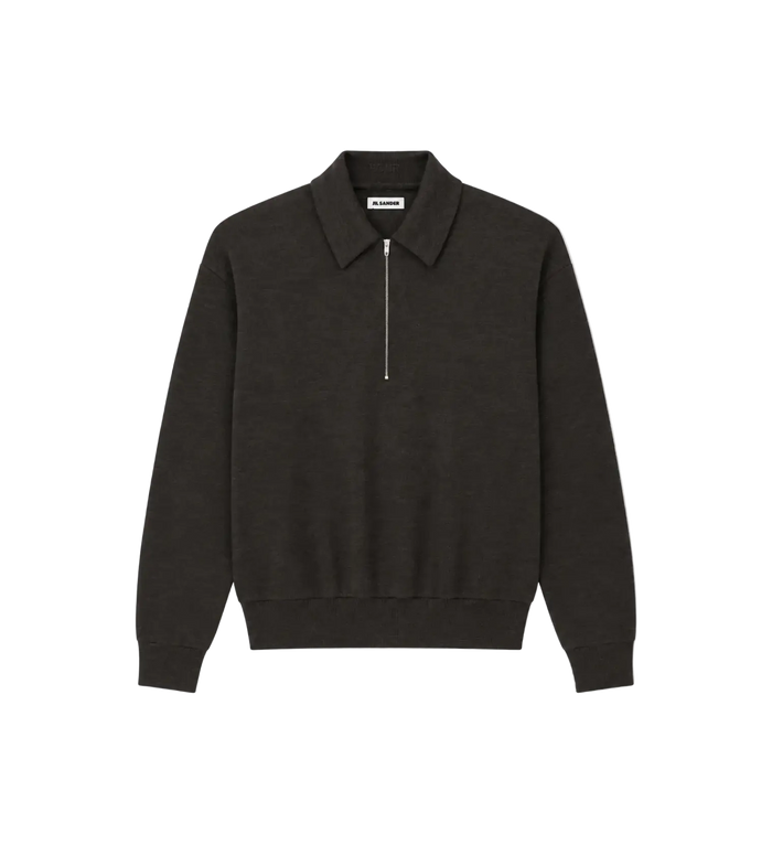Cotton Blend Polo Sweatshirt