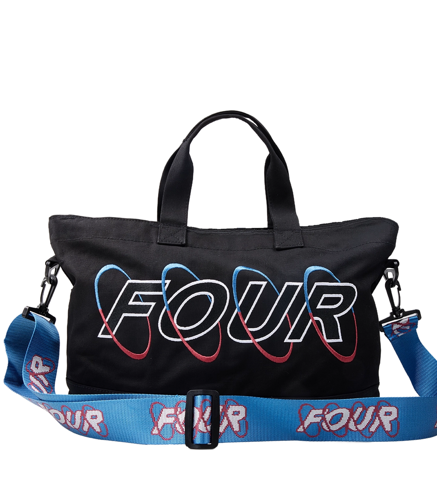 Circles Embroidery Shopper Lapis Blue