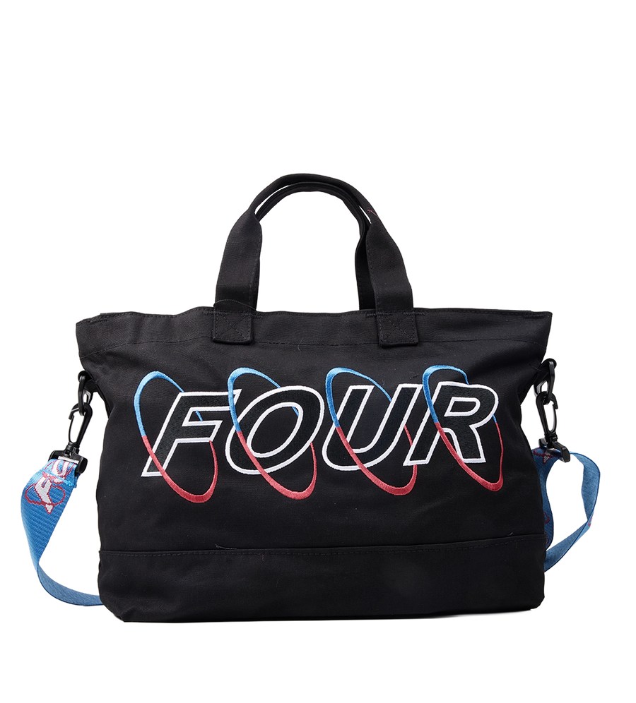 Circles Embroidery Shopper Lapis Blue