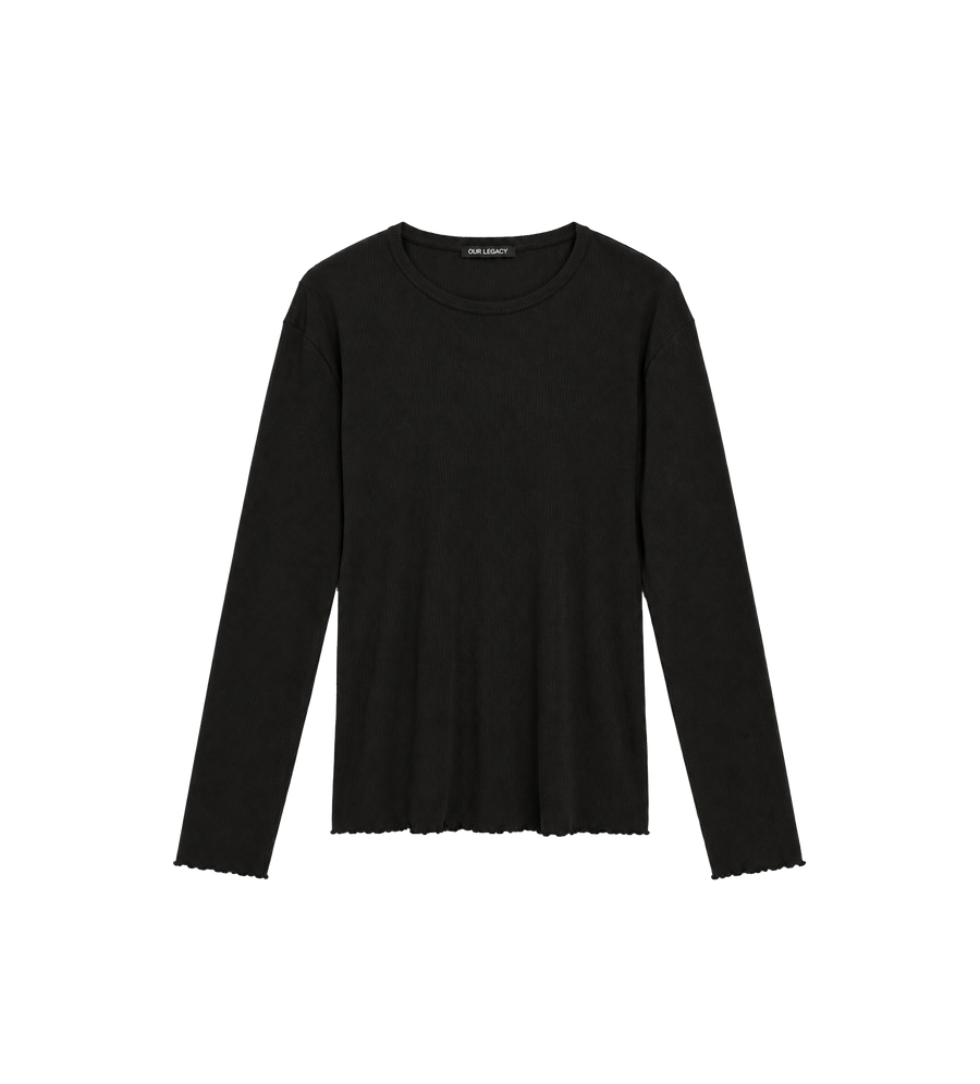 Elongated Longsleeve Ripple Rib Black