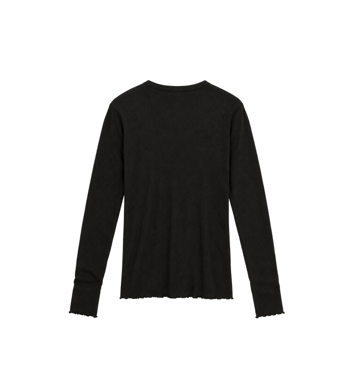 Elongated Longsleeve Ripple Rib Black