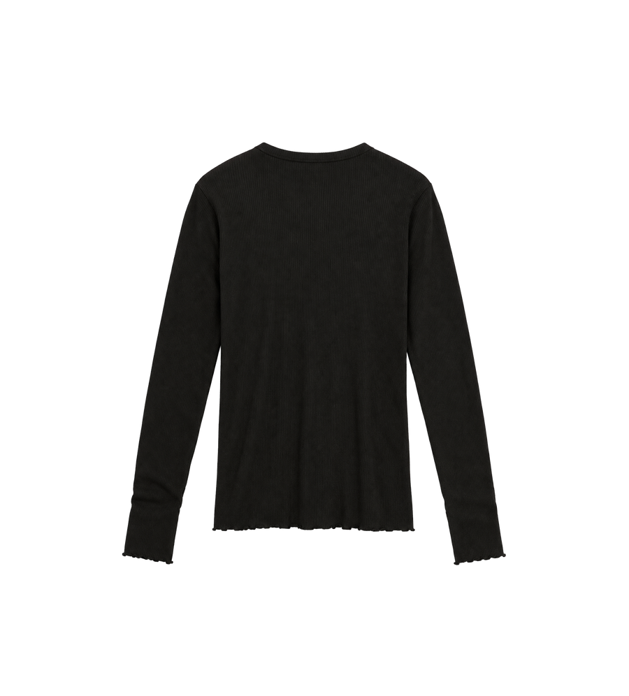Elongated Longsleeve Ripple Rib Black
