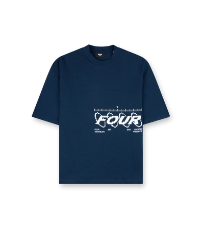 Map Logo Boxy T-Shirt Marine Blauw