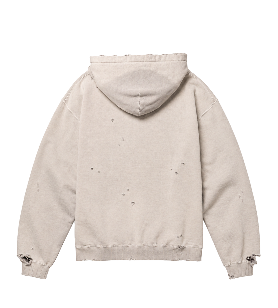 Maison Mihara Distressed Hoodie in Beige