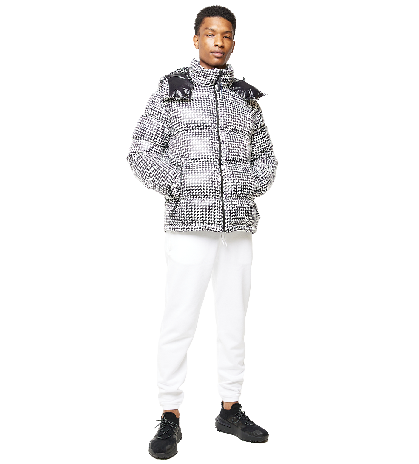 Socotrine Short Down Jacket Black & White