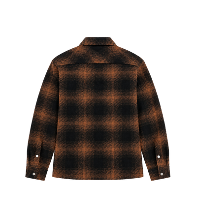 Geruite Zip-up Shirt Jacket Bruin