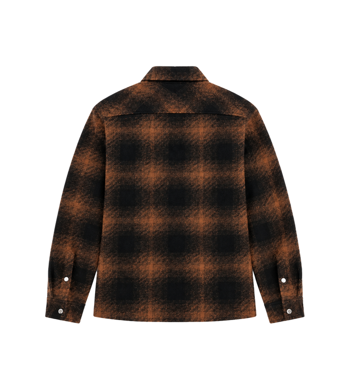 Check Zip-up Shirt Jacket Brown