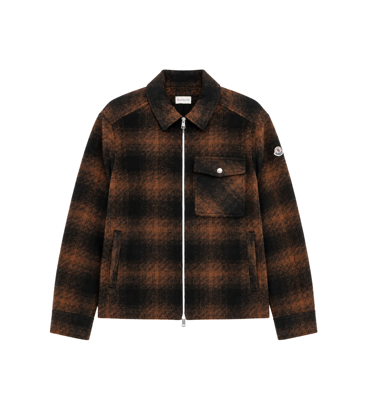 Geruite Zip-up Shirt Jacket Bruin