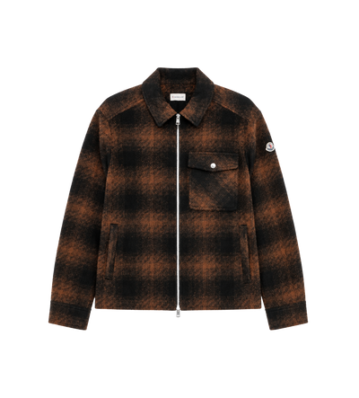 Geruite Zip-up Shirt Jacket Bruin