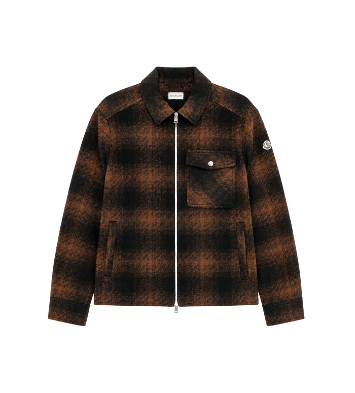 Check Zip-up Shirt Jacket Brown