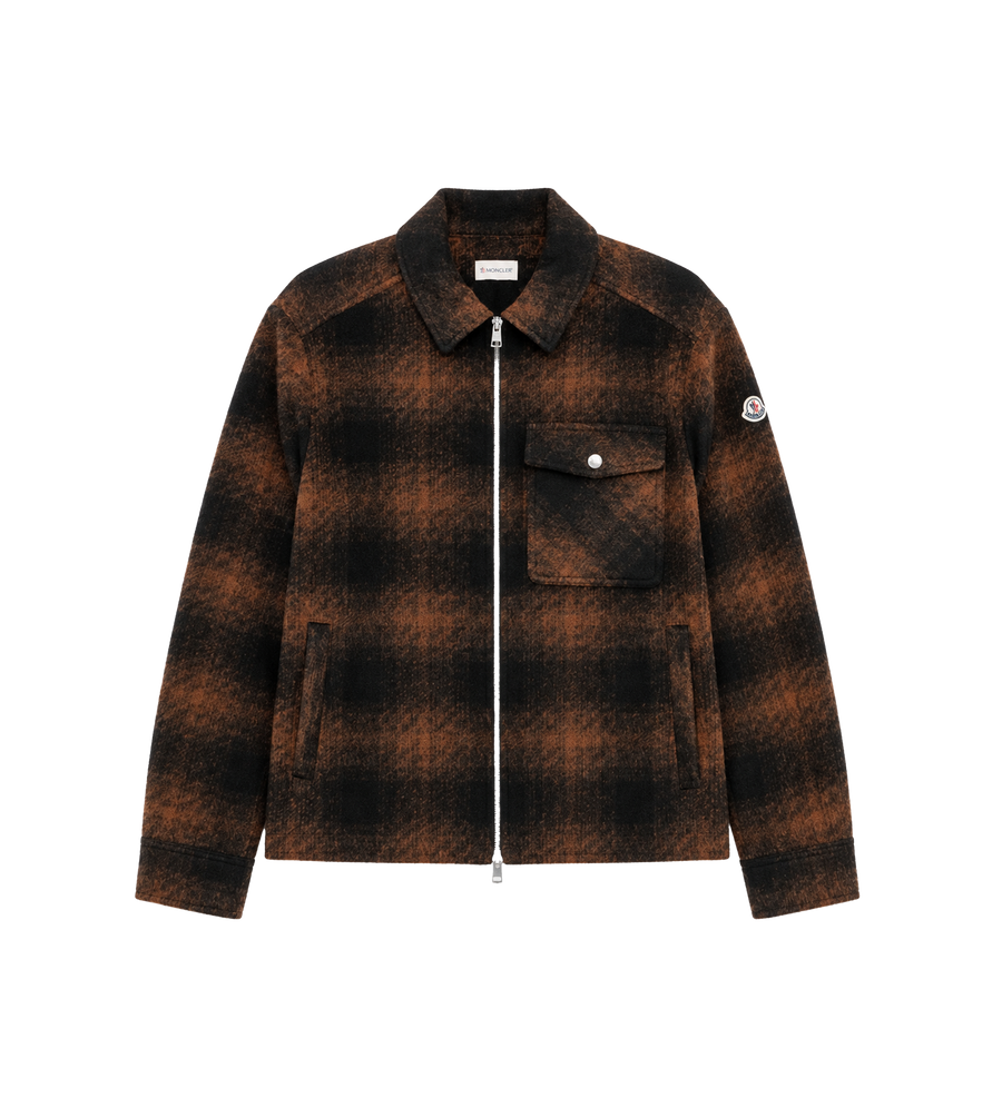 Check Zip-up Shirt Jacket Brown