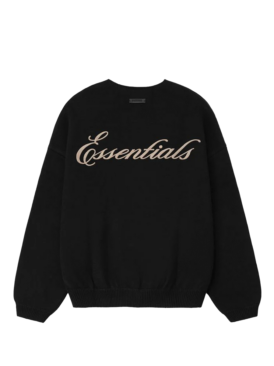 Fear of God Essentials Waffle Crewneck Sweater in Vintage Black