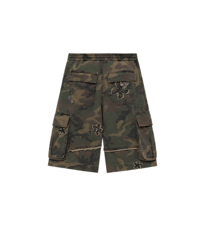 Floral Patch Crystal Camo Shorts Camo