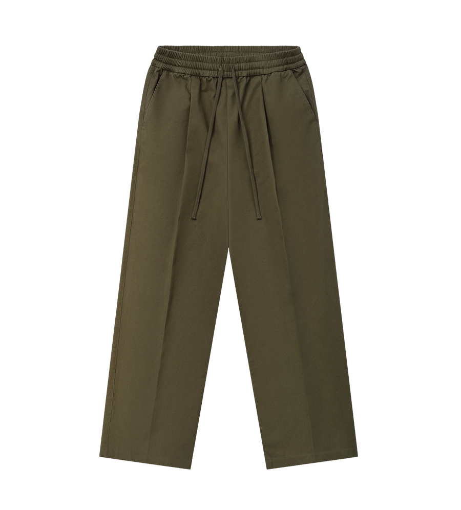 Pleat Front Drawstring Pant Moss Green