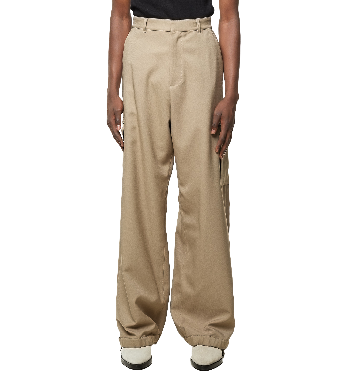 Wide-leg Cargo Trousers Beige