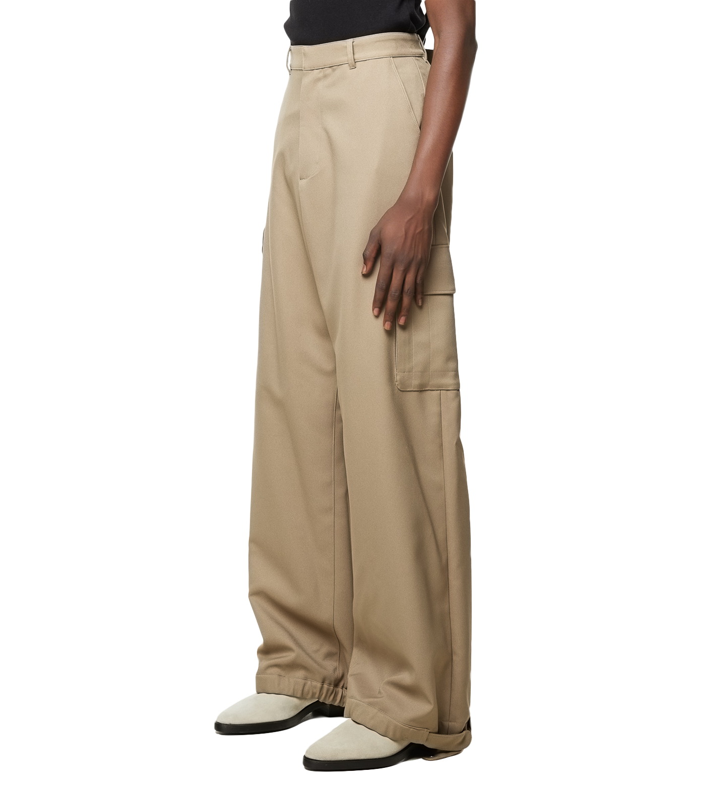 Wide-leg Cargo Trousers Beige