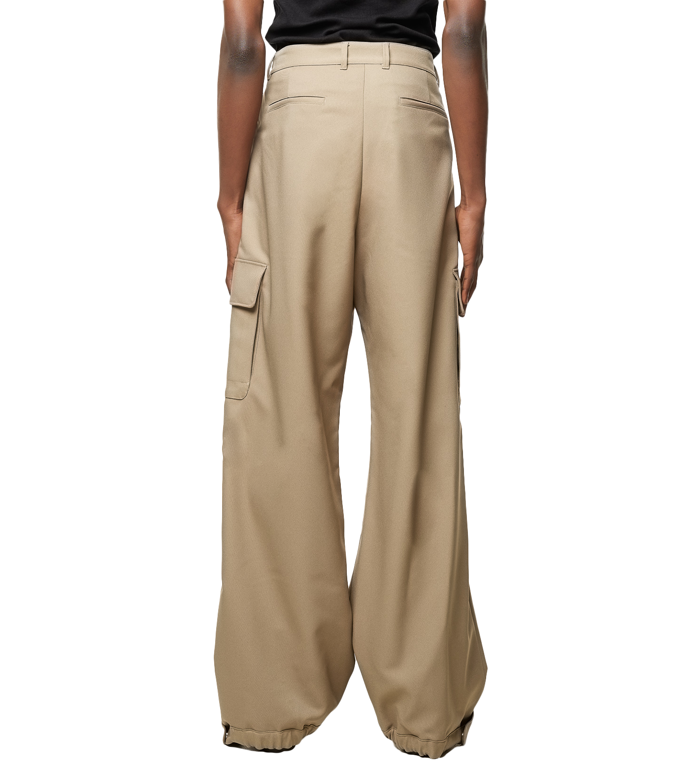Wide-leg Cargo Trousers Beige